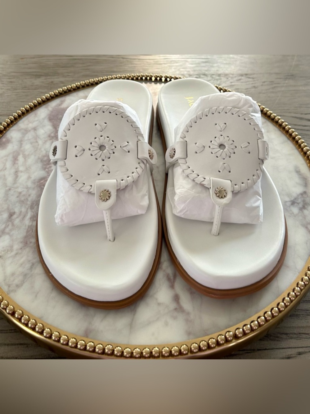 JACK ROGERS Collins Leather Sandals | Sz. 9M | White | NWB - Picture 3 of 9